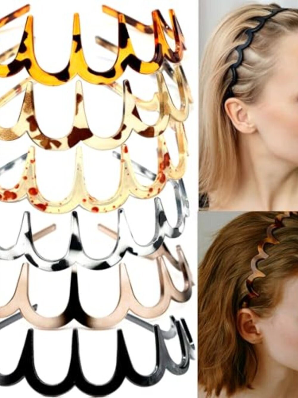 BRAND NEW 6 PCS Zig Zag Plastic Wavy Hair Head Bands